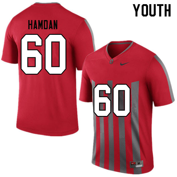 Youth #60 Zaid Hamdan Ohio State Buckeyes College Football Jerseys Sale-Throwback